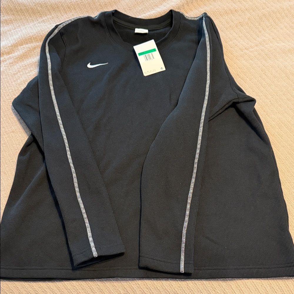 Nike Black Waffle L/S Fleece Crew